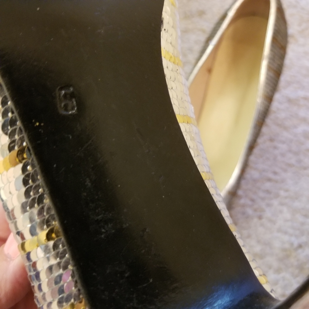 Vintage Mochi silver and gold sequin heels sz 6 - Picture 3 of 3